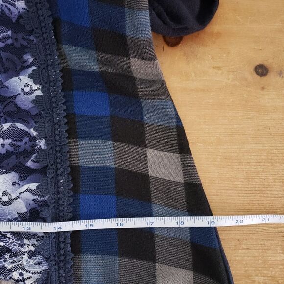 Papillon Small Long Sleeve Blue Lace Check Ruffles Grannycore Dress - Picture 8 of 12